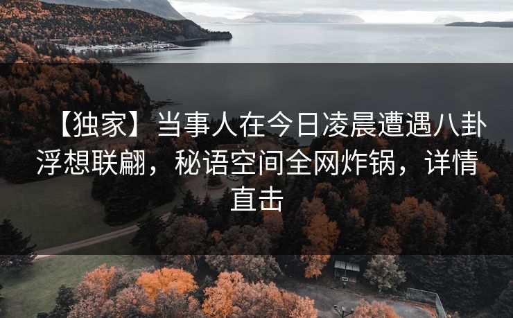 【独家】当事人在今日凌晨遭遇八卦浮想联翩，秘语空间全网炸锅，详情直击