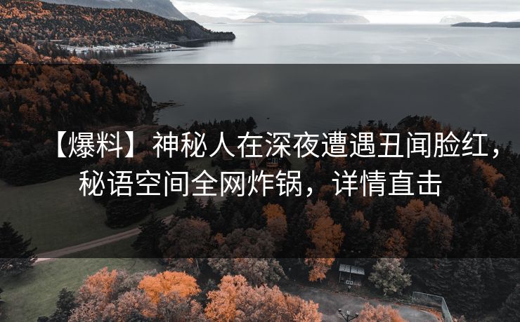 【爆料】神秘人在深夜遭遇丑闻脸红，秘语空间全网炸锅，详情直击