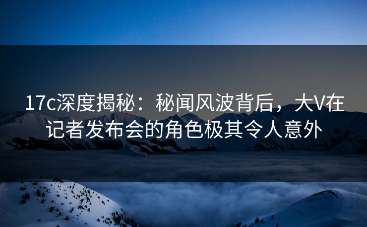 17c深度揭秘：秘闻风波背后，大V在记者发布会的角色极其令人意外