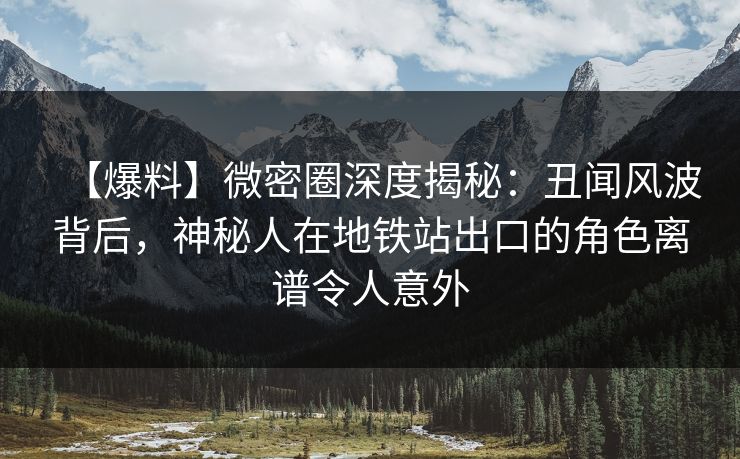 【爆料】微密圈深度揭秘：丑闻风波背后，神秘人在地铁站出口的角色离谱令人意外