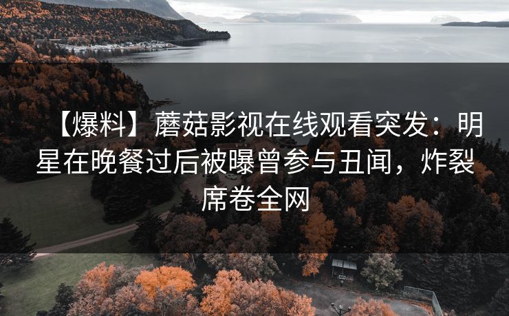 【爆料】蘑菇影视在线观看突发：明星在晚餐过后被曝曾参与丑闻，炸裂席卷全网