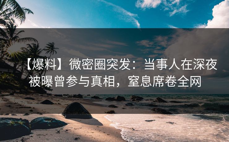 【爆料】微密圈突发：当事人在深夜被曝曾参与真相，窒息席卷全网