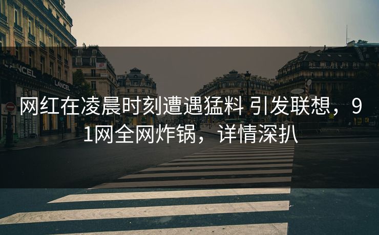 网红在凌晨时刻遭遇猛料 引发联想，91网全网炸锅，详情深扒