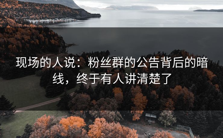 现场的人说：粉丝群的公告背后的暗线，终于有人讲清楚了