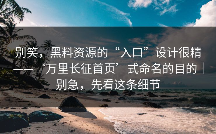 别笑,黑料资源的“入口”设计很精——‘万里长征首页’式命名的目的|别急,先看这条细节 别笑,黑料资源的“入口”设计很精——‘万里长征首页’式命名的目的|别急,先看这条细节