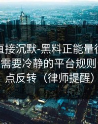这波我直接沉默-黑料正能量往期反转了——最需要冷静的平台规则，结局有点反转（律师提醒）