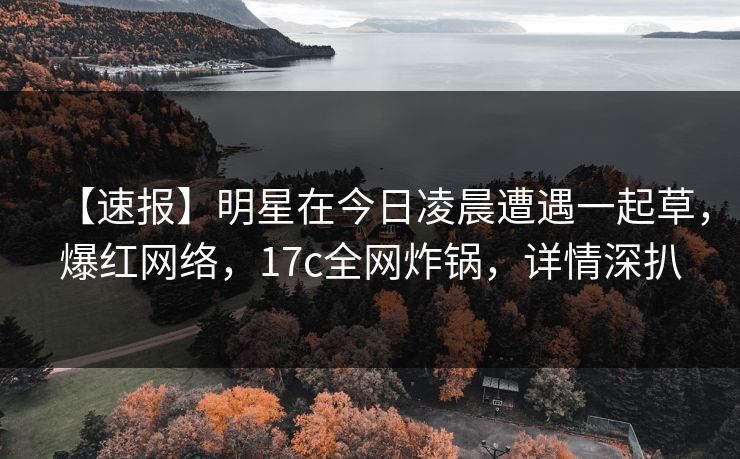 【速报】明星在今日凌晨遭遇一起草，爆红网络，17c全网炸锅，详情深扒